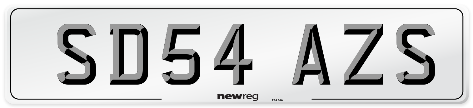 SD54 AZS Number Plate from New Reg